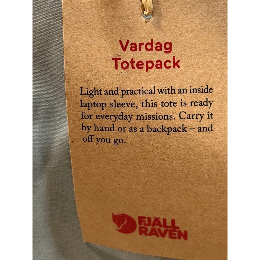 Fjallraven‎ Vardag Totepack Fog Grey Convertible Backpack Tote Bag 27240 NEW